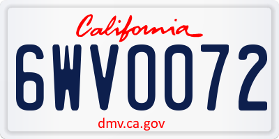 CA license plate 6WVO072