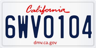 CA license plate 6WVO104