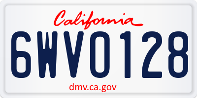 CA license plate 6WVO128
