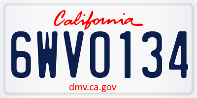 CA license plate 6WVO134
