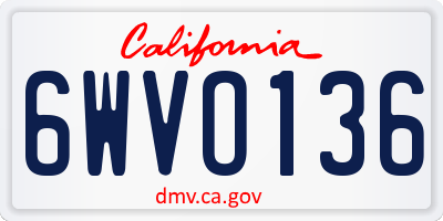 CA license plate 6WVO136
