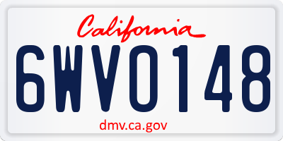 CA license plate 6WVO148