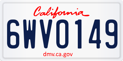 CA license plate 6WVO149
