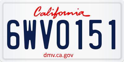 CA license plate 6WVO151