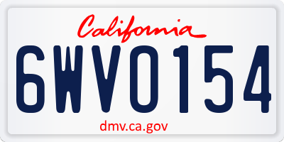 CA license plate 6WVO154