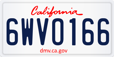 CA license plate 6WVO166