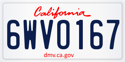 CA license plate 6WVO167