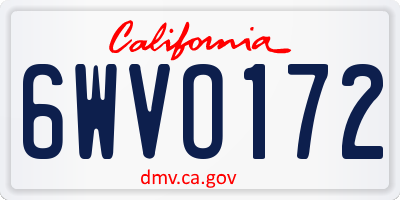 CA license plate 6WVO172