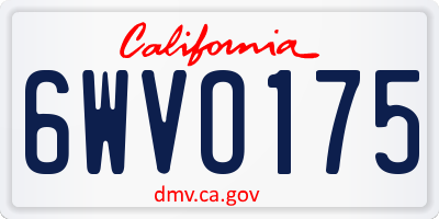 CA license plate 6WVO175