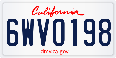 CA license plate 6WVO198