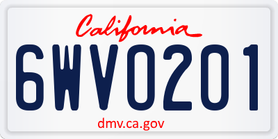 CA license plate 6WVO201
