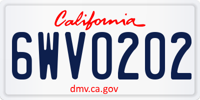 CA license plate 6WVO202