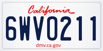 CA license plate 6WVO211