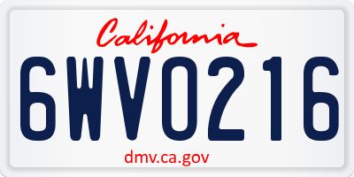 CA license plate 6WVO216