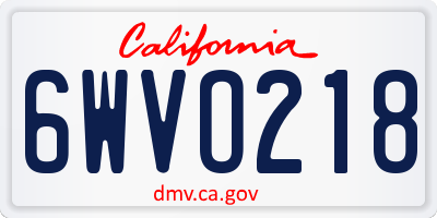 CA license plate 6WVO218