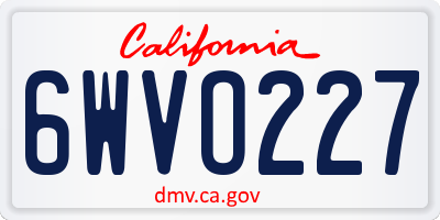 CA license plate 6WVO227