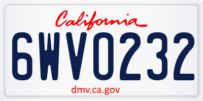 CA license plate 6WVO232