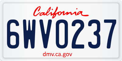 CA license plate 6WVO237