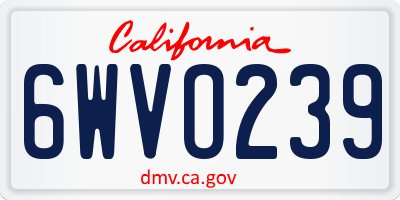CA license plate 6WVO239