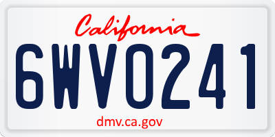 CA license plate 6WVO241