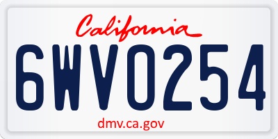 CA license plate 6WVO254