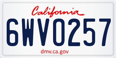 CA license plate 6WVO257