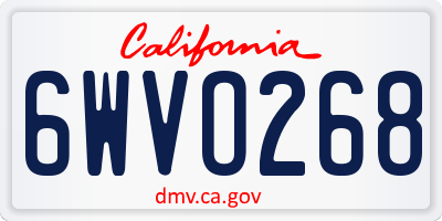 CA license plate 6WVO268