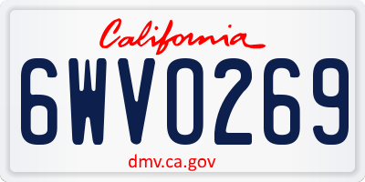 CA license plate 6WVO269