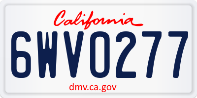 CA license plate 6WVO277