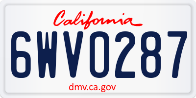 CA license plate 6WVO287