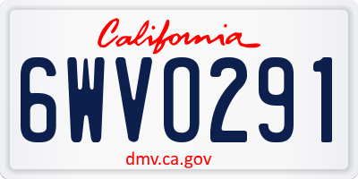 CA license plate 6WVO291