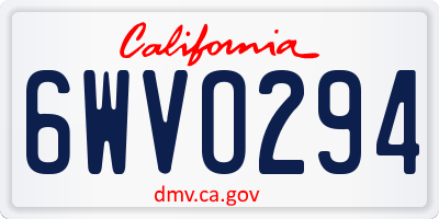 CA license plate 6WVO294