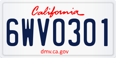 CA license plate 6WVO301