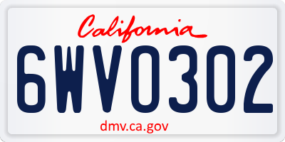 CA license plate 6WVO302