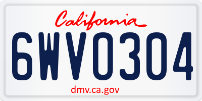 CA license plate 6WVO304