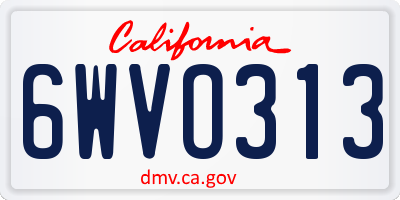 CA license plate 6WVO313