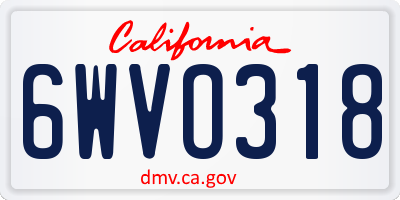CA license plate 6WVO318
