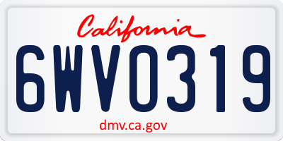 CA license plate 6WVO319