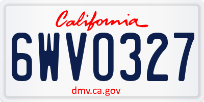 CA license plate 6WVO327