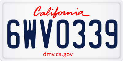 CA license plate 6WVO339