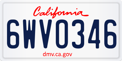 CA license plate 6WVO346