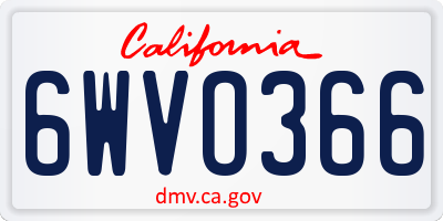 CA license plate 6WVO366