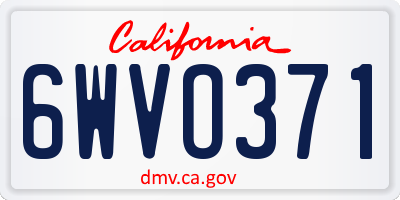 CA license plate 6WVO371