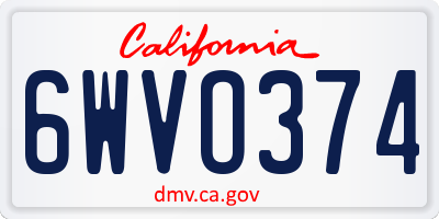 CA license plate 6WVO374
