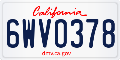 CA license plate 6WVO378