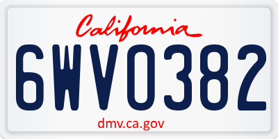 CA license plate 6WVO382