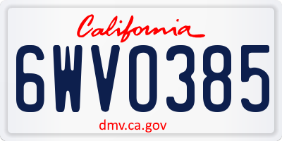 CA license plate 6WVO385