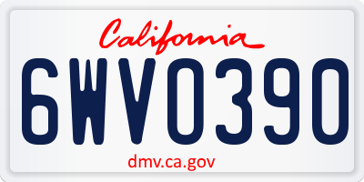 CA license plate 6WVO390