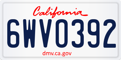 CA license plate 6WVO392