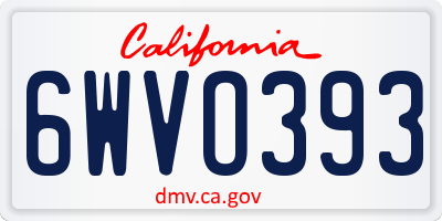 CA license plate 6WVO393
